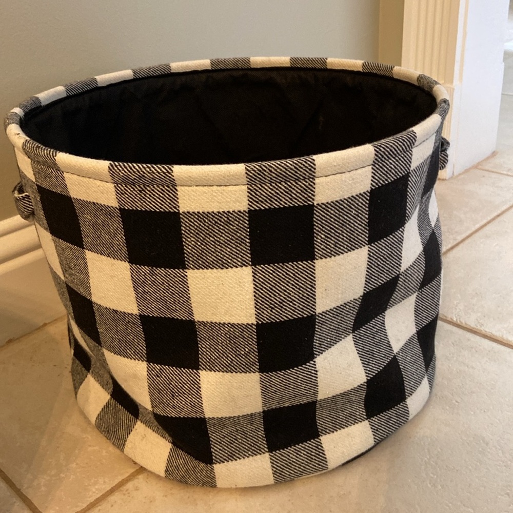 SET/3 Black & White Buffalo Check Soft Sided Nesting Baskets Storage w/ Handles - Picture 7 of 15